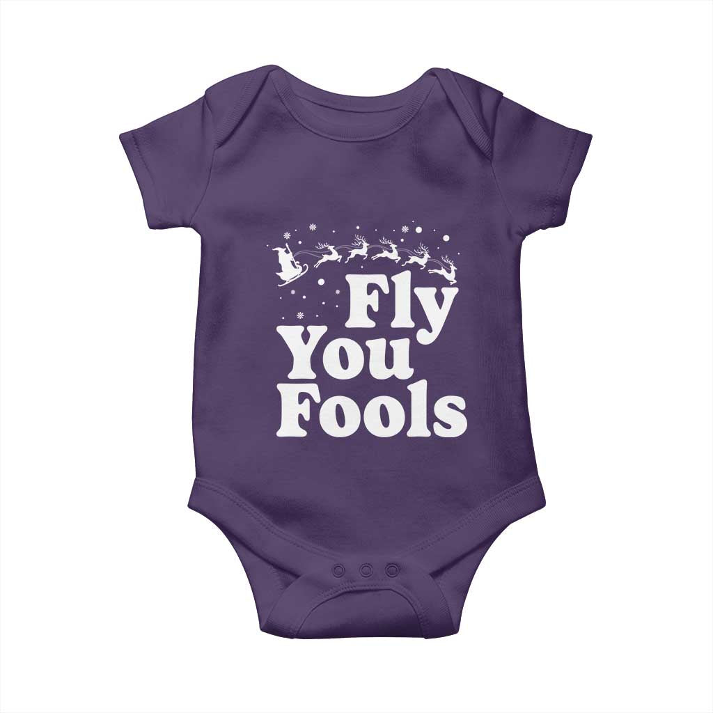 Funny Christmas Baby Onesie Fly You Fools Fantasy Movie Santa Sleigh Reindeer - Wonder Print Shop