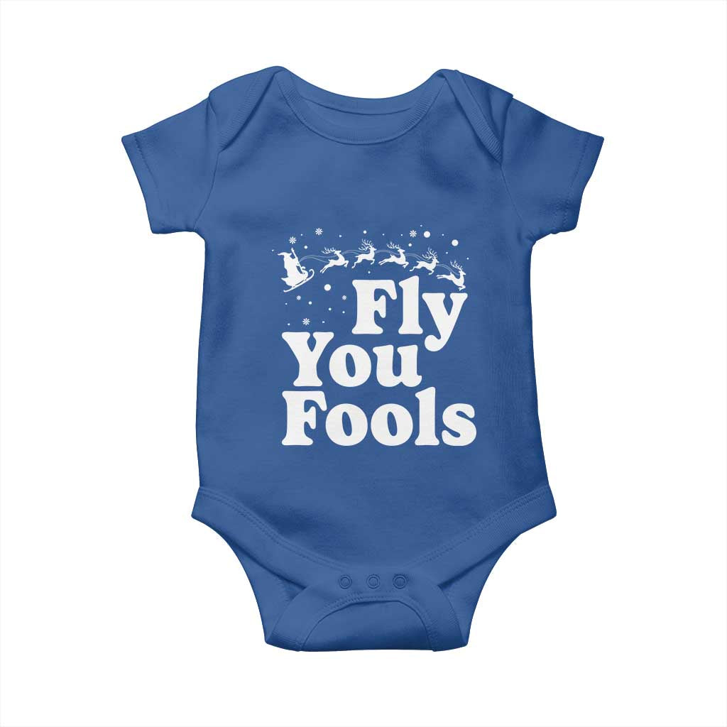 Funny Christmas Baby Onesie Fly You Fools Fantasy Movie Santa Sleigh Reindeer - Wonder Print Shop