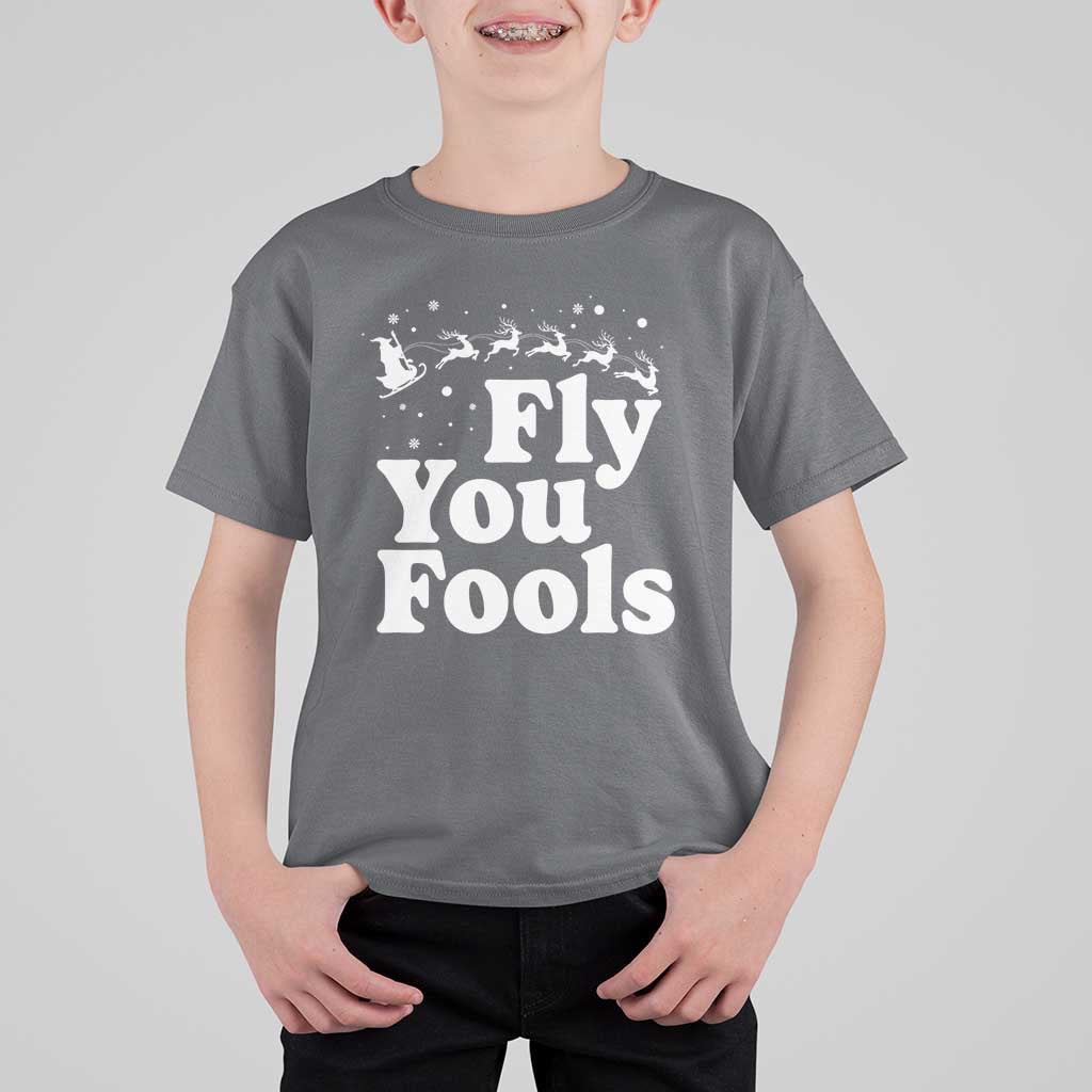 Funny Christmas T Shirt For Kid Fly You Fools Fantasy Movie Santa Sleigh Reindeer - Wonder Print Shop