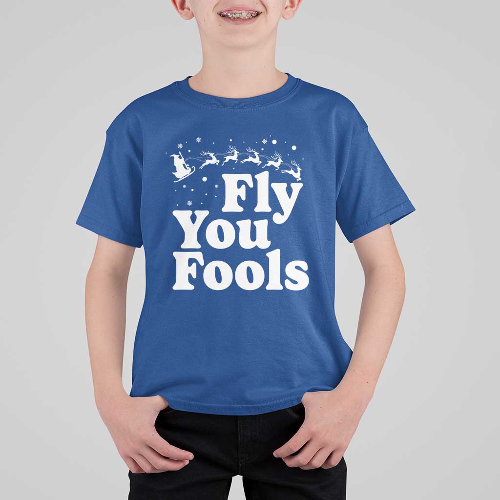 Funny Christmas T Shirt For Kid Fly You Fools Fantasy Movie Santa Sleigh Reindeer - Wonder Print Shop