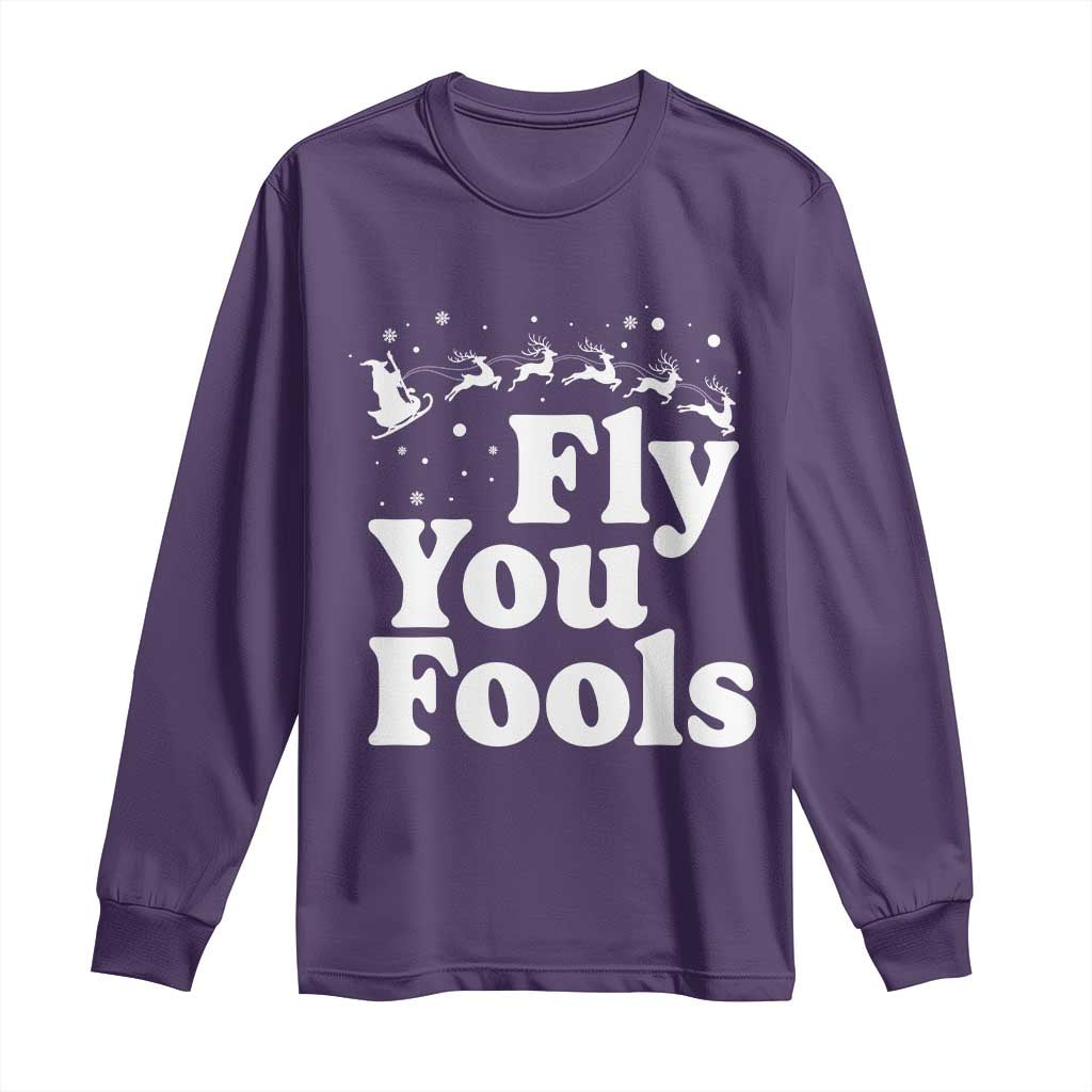 Funny Christmas Long Sleeve Shirt Fly You Fools Fantasy Movie Santa Sleigh Reindeer - Wonder Print Shop