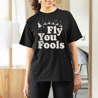 Funny Christmas T Shirt For Women Fly You Fools Fantasy Movie Santa Sleigh Reindeer - Wonder Print Shop