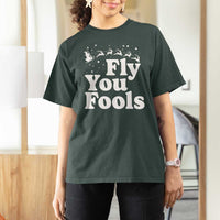Funny Christmas T Shirt For Women Fly You Fools Fantasy Movie Santa Sleigh Reindeer - Wonder Print Shop