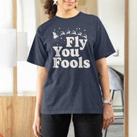 Funny Christmas T Shirt For Women Fly You Fools Fantasy Movie Santa Sleigh Reindeer - Wonder Print Shop