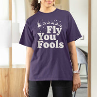 Funny Christmas T Shirt For Women Fly You Fools Fantasy Movie Santa Sleigh Reindeer - Wonder Print Shop