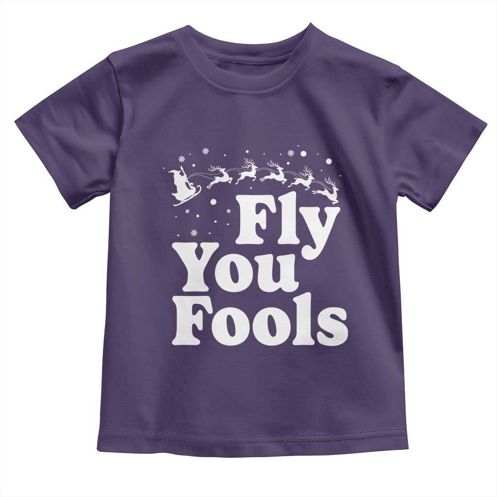Funny Christmas Toddler T Shirt Fly You Fools Fantasy Movie Santa Sleigh Reindeer - Wonder Print Shop