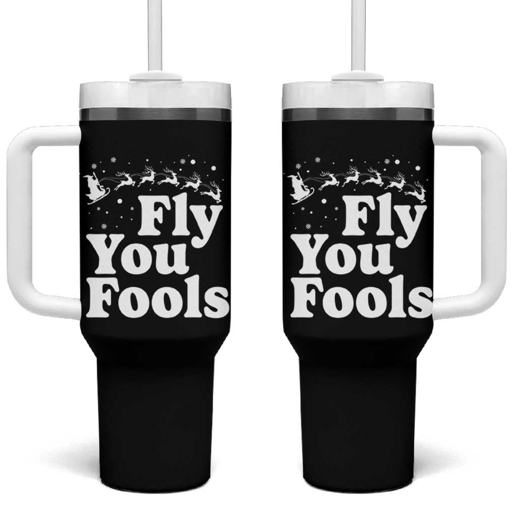 Funny Christmas Tumbler With Handle Fly You Fools Fantasy Movie Santa Sleigh Reindeer - Wonder Print Shop