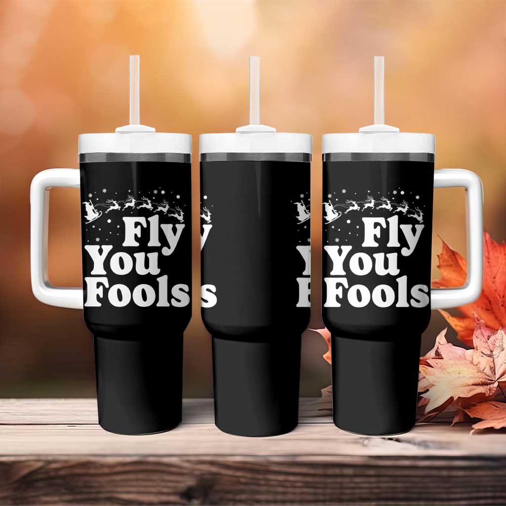 Funny Christmas Tumbler With Handle Fly You Fools Fantasy Movie Santa Sleigh Reindeer - Wonder Print Shop
