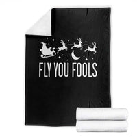 Funny Christmas Fly You Fools Throw Blanket Fantasy Movie Fellowship Santa Sleigh Reindeer - Wonder Print Shop