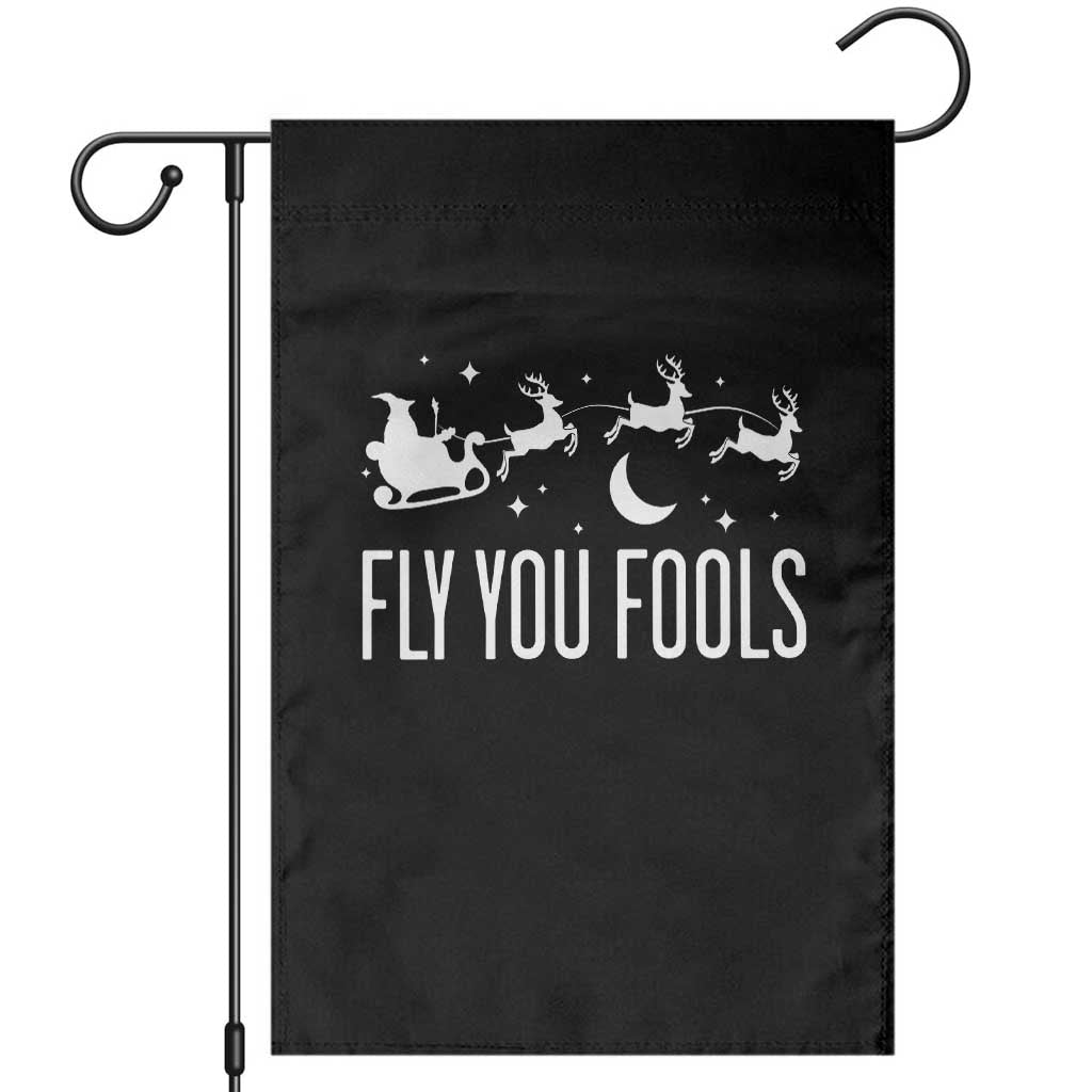 Funny Christmas Fly You Fools Garden Flag Fantasy Movie Fellowship Santa Sleigh Reindeer - Wonder Print Shop