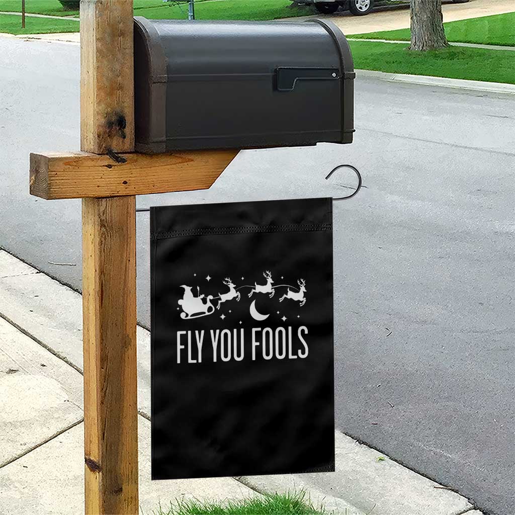 Funny Christmas Fly You Fools Garden Flag Fantasy Movie Fellowship Santa Sleigh Reindeer - Wonder Print Shop