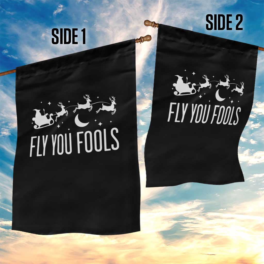 Funny Christmas Fly You Fools Garden Flag Fantasy Movie Fellowship Santa Sleigh Reindeer - Wonder Print Shop
