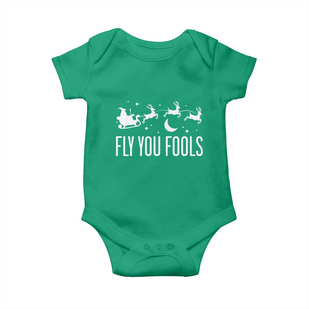 Funny Christmas Fly You Fools Baby Onesie Fantasy Movie Fellowship Santa Sleigh Reindeer - Wonder Print Shop
