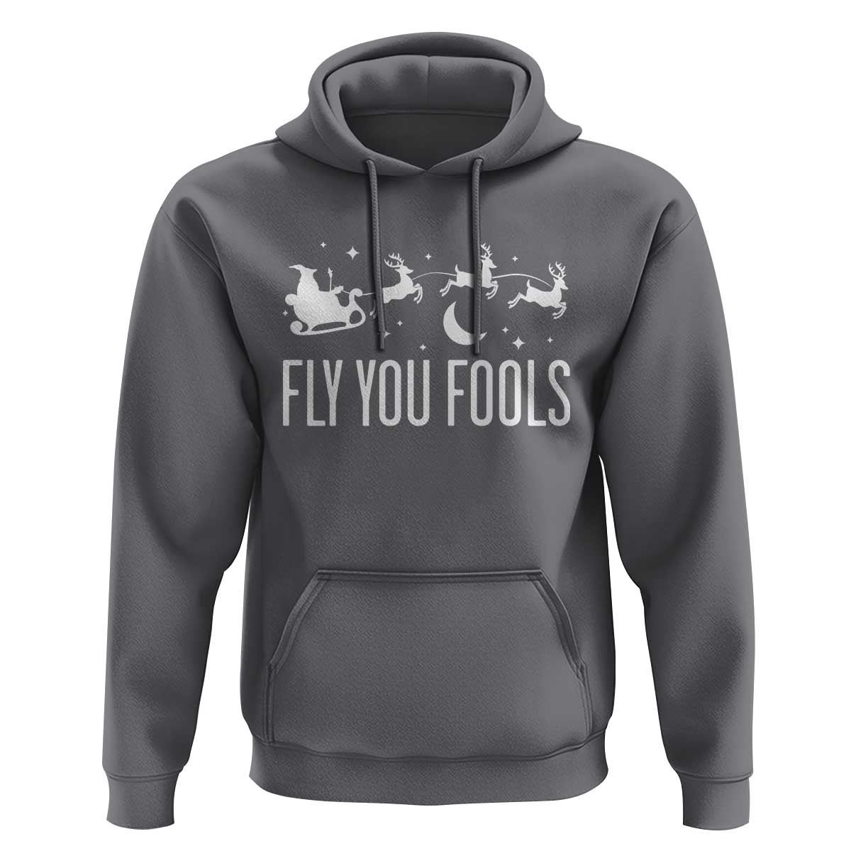 Funny Christmas Fly You Fools Hoodie Fantasy Movie Fellowship Santa Sleigh Reindeer - Wonder Print Shop