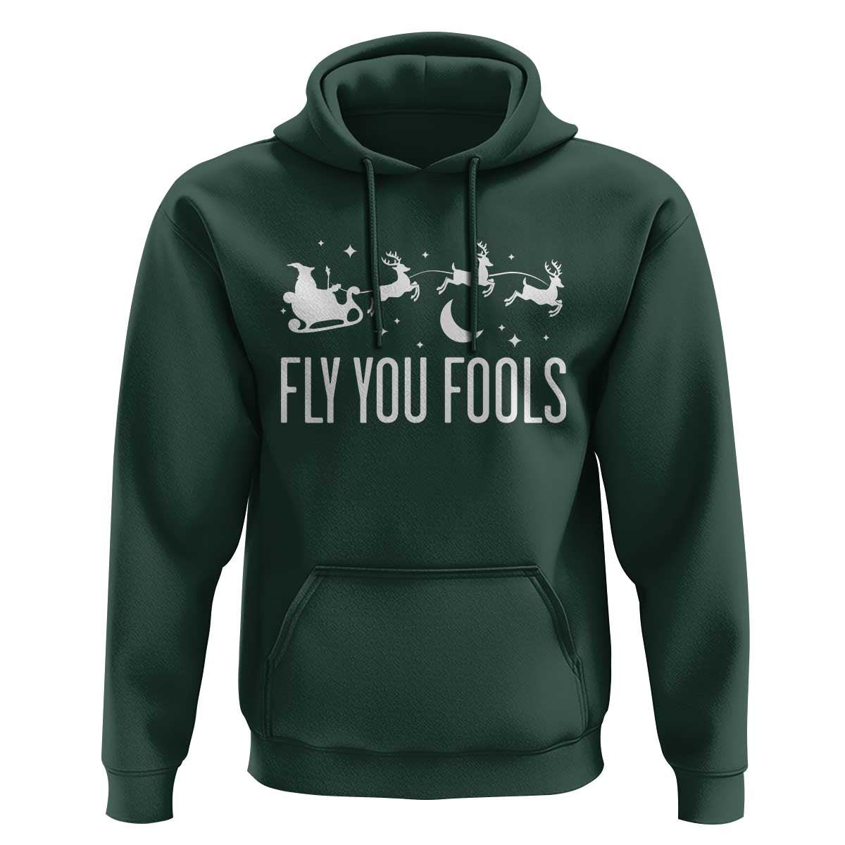 Funny Christmas Fly You Fools Hoodie Fantasy Movie Fellowship Santa Sleigh Reindeer - Wonder Print Shop