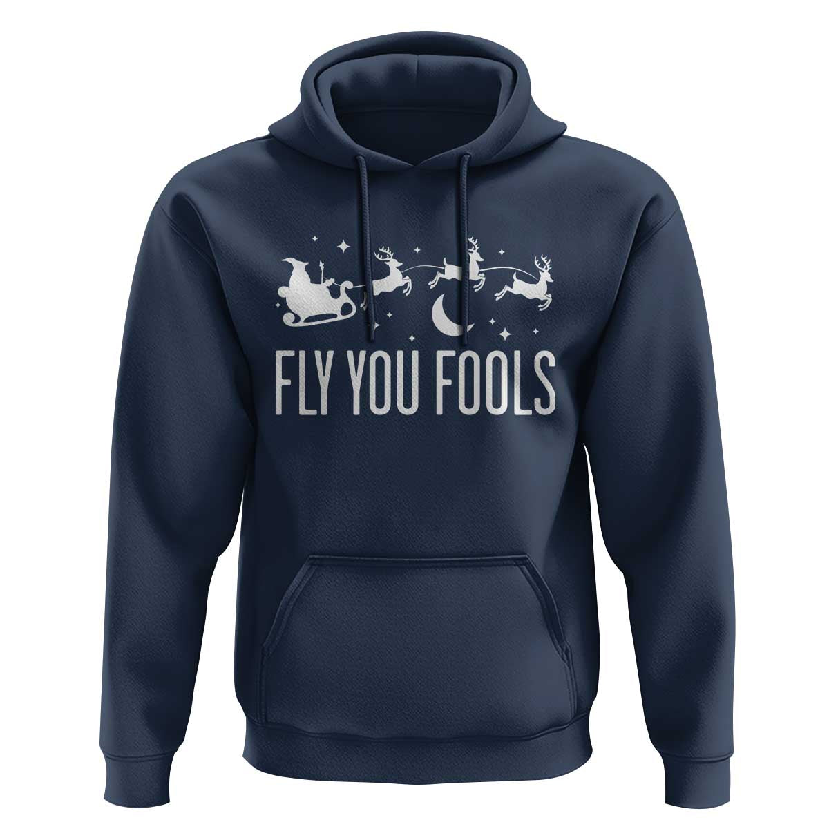 Funny Christmas Fly You Fools Hoodie Fantasy Movie Fellowship Santa Sleigh Reindeer - Wonder Print Shop