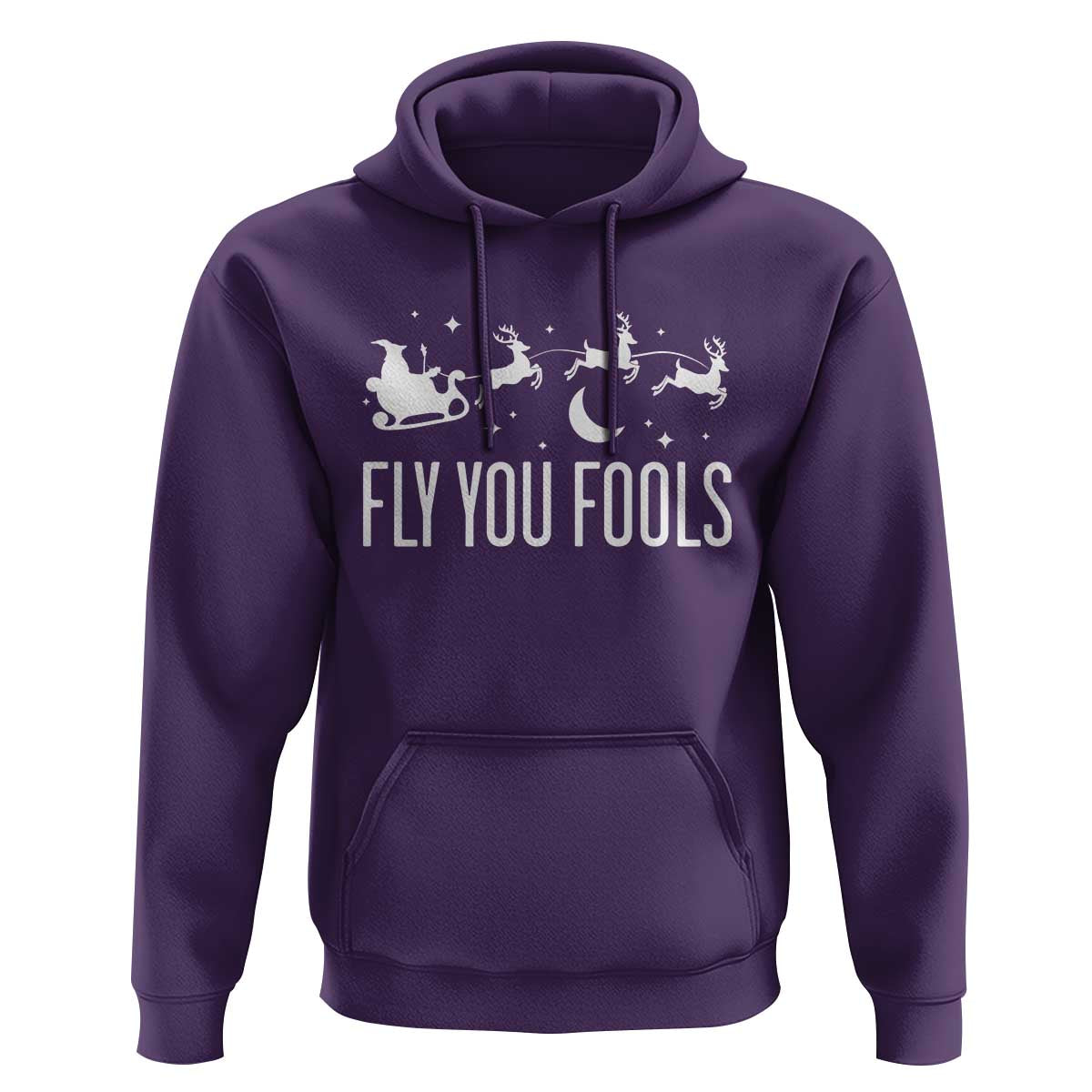 Funny Christmas Fly You Fools Hoodie Fantasy Movie Fellowship Santa Sleigh Reindeer - Wonder Print Shop