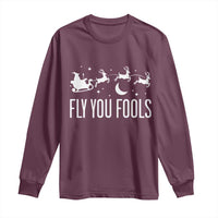 Funny Christmas Fly You Fools Long Sleeve Shirt Fantasy Movie Fellowship Santa Sleigh Reindeer - Wonder Print Shop