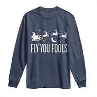 Funny Christmas Fly You Fools Long Sleeve Shirt Fantasy Movie Fellowship Santa Sleigh Reindeer - Wonder Print Shop