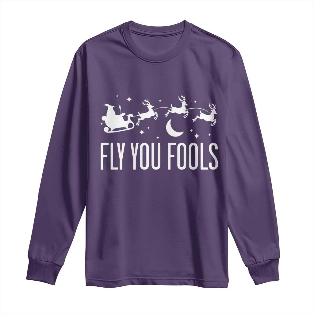 Funny Christmas Fly You Fools Long Sleeve Shirt Fantasy Movie Fellowship Santa Sleigh Reindeer - Wonder Print Shop