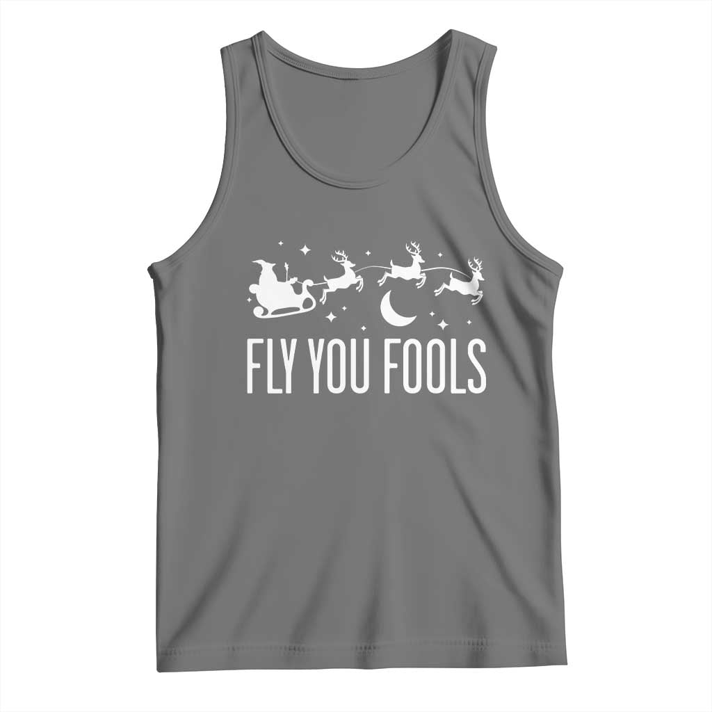 Funny Christmas Fly You Fools Tank Top Fantasy Movie Fellowship Santa Sleigh Reindeer - Wonder Print Shop