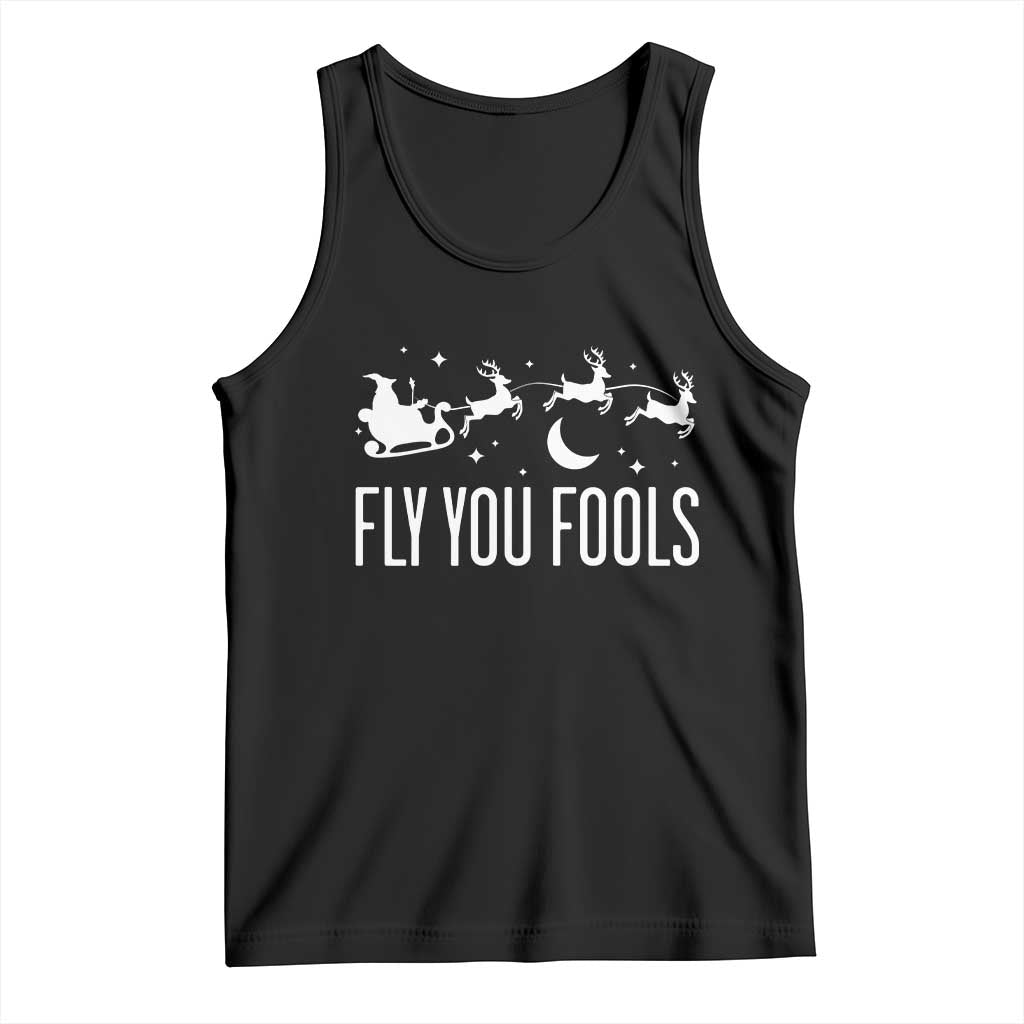Funny Christmas Fly You Fools Tank Top Fantasy Movie Fellowship Santa Sleigh Reindeer - Wonder Print Shop