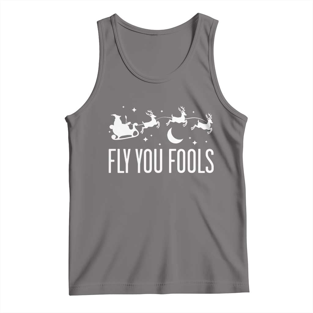 Funny Christmas Fly You Fools Tank Top Fantasy Movie Fellowship Santa Sleigh Reindeer - Wonder Print Shop