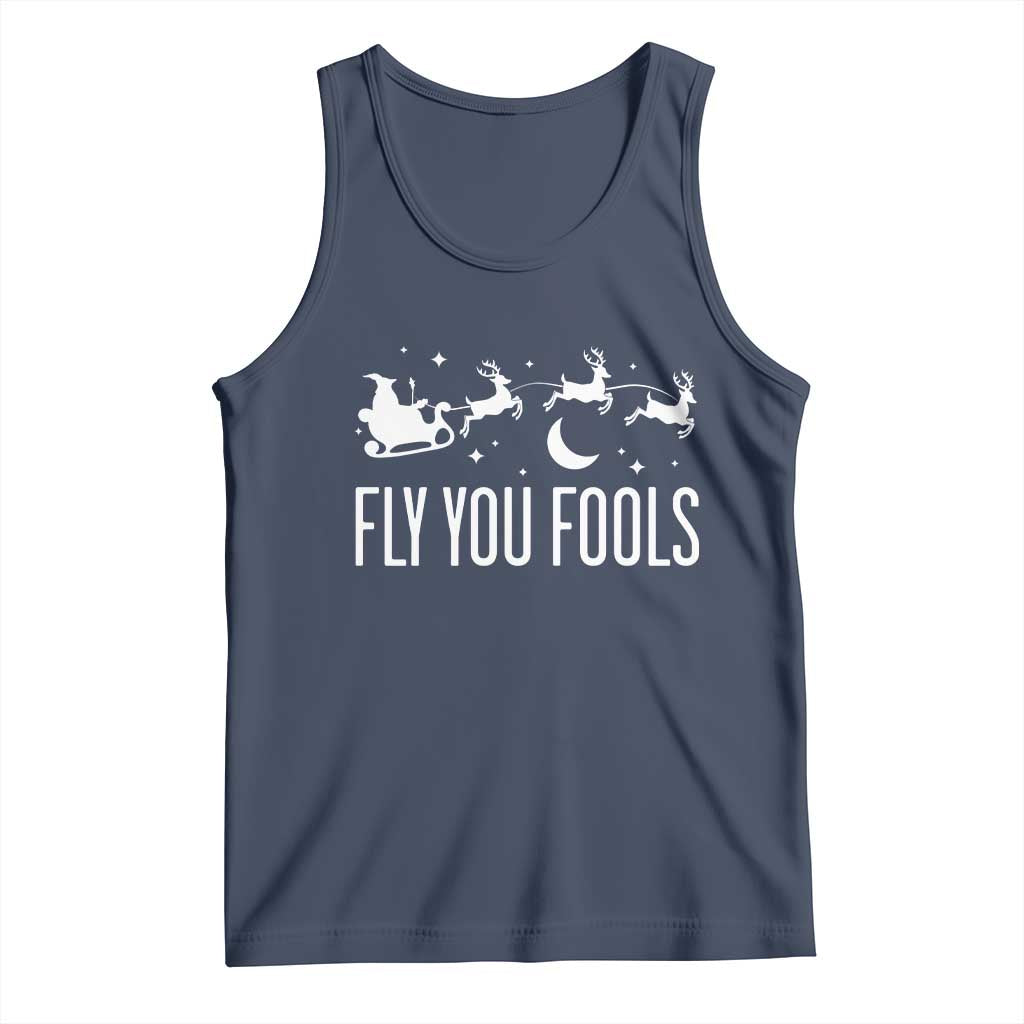 Funny Christmas Fly You Fools Tank Top Fantasy Movie Fellowship Santa Sleigh Reindeer - Wonder Print Shop