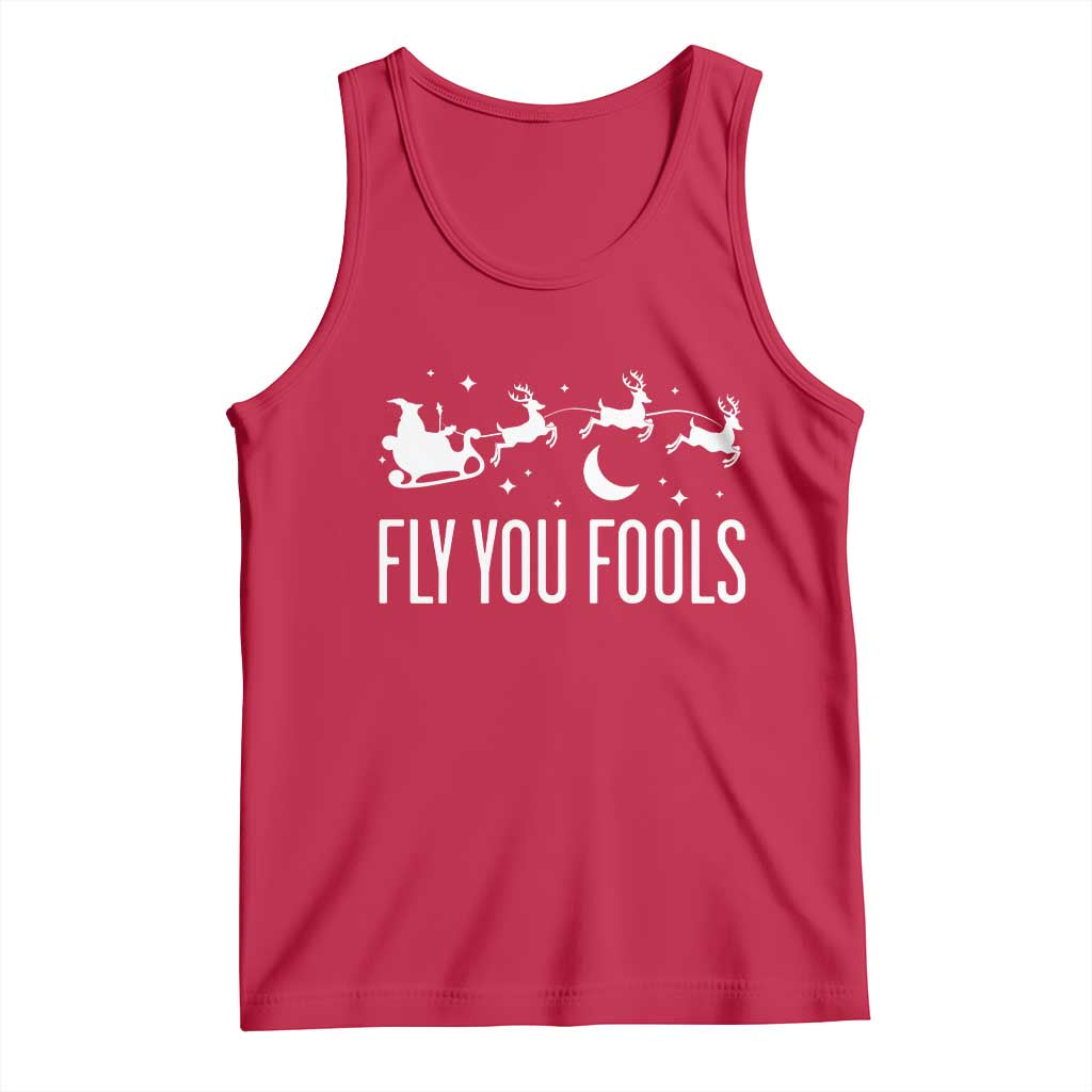 Funny Christmas Fly You Fools Tank Top Fantasy Movie Fellowship Santa Sleigh Reindeer - Wonder Print Shop