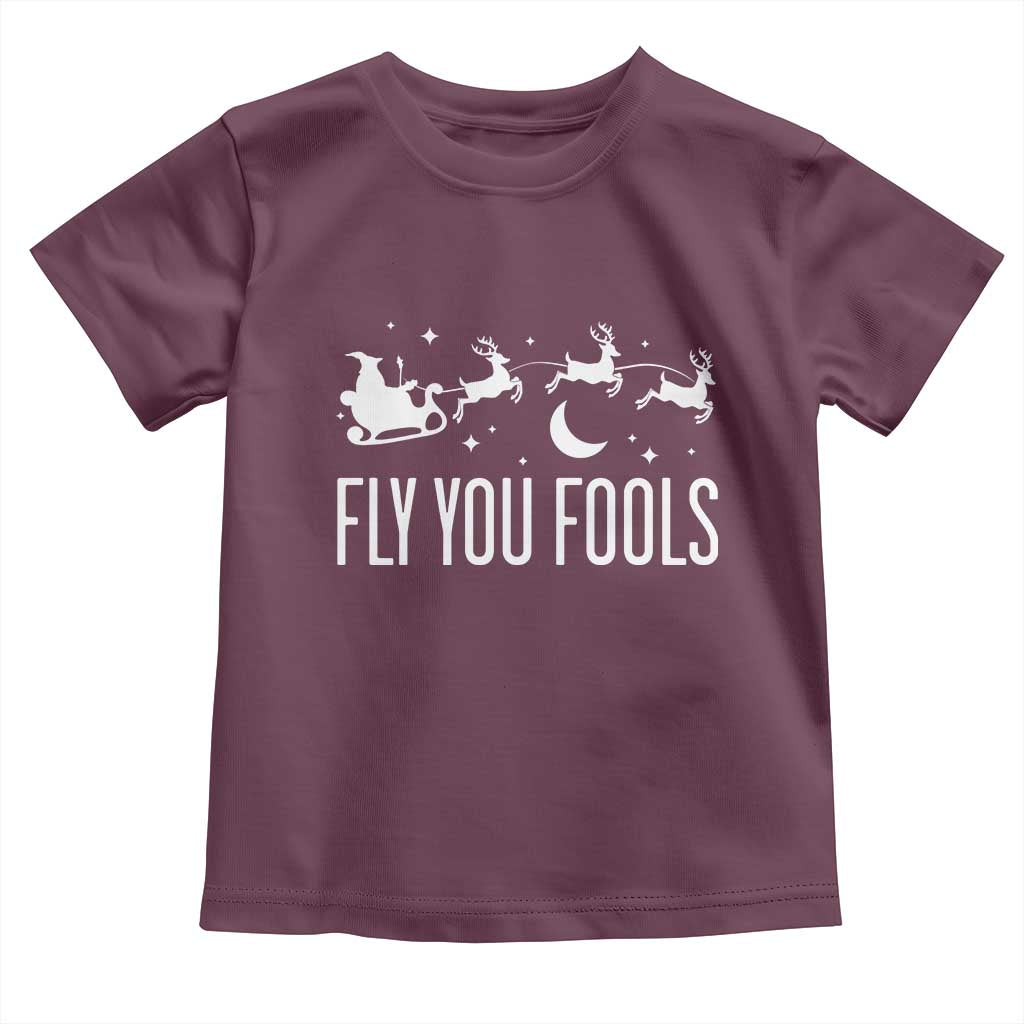 Funny Christmas Fly You Fools Toddler T Shirt Fantasy Movie Fellowship Santa Sleigh Reindeer - Wonder Print Shop