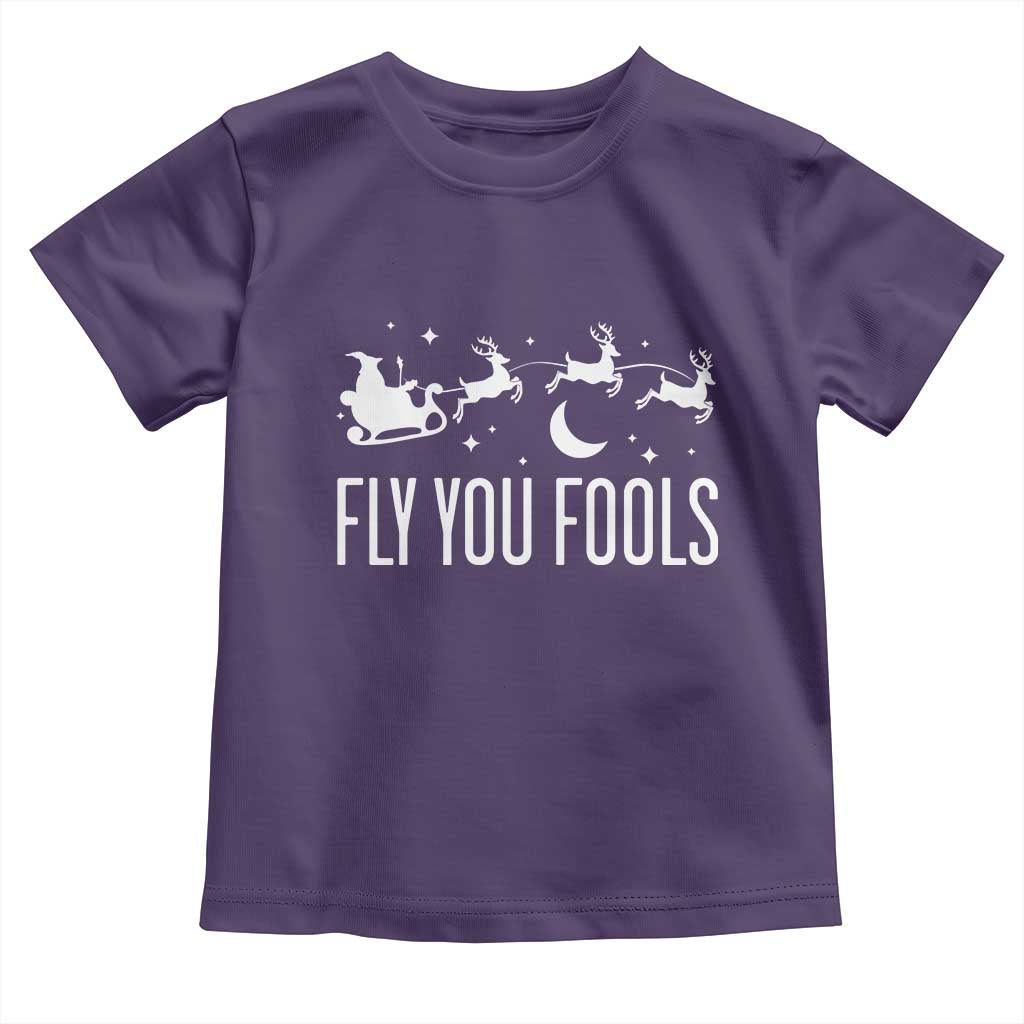 Funny Christmas Fly You Fools Toddler T Shirt Fantasy Movie Fellowship Santa Sleigh Reindeer - Wonder Print Shop