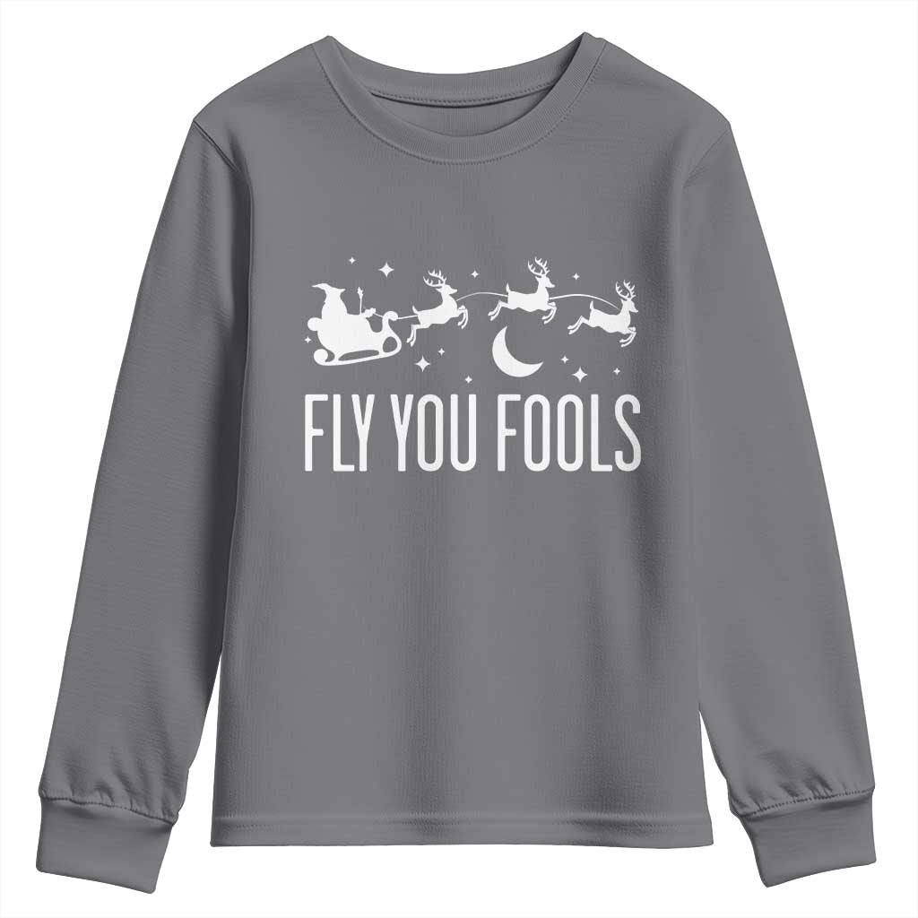 Funny Christmas Fly You Fools Youth Sweatshirt Fantasy Movie Fellowship Santa Sleigh Reindeer - Wonder Print Shop