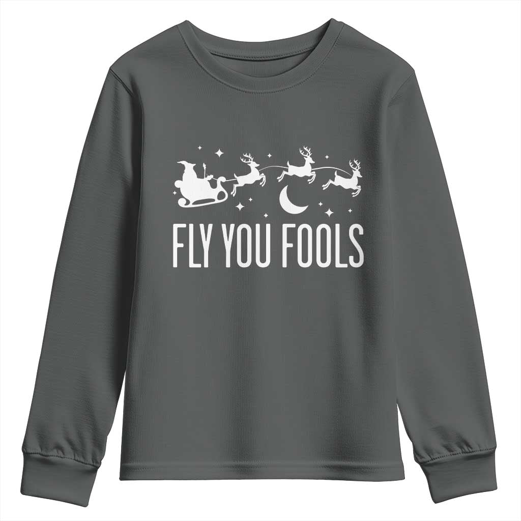 Funny Christmas Fly You Fools Youth Sweatshirt Fantasy Movie Fellowship Santa Sleigh Reindeer - Wonder Print Shop