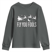Funny Christmas Fly You Fools Youth Sweatshirt Fantasy Movie Fellowship Santa Sleigh Reindeer - Wonder Print Shop