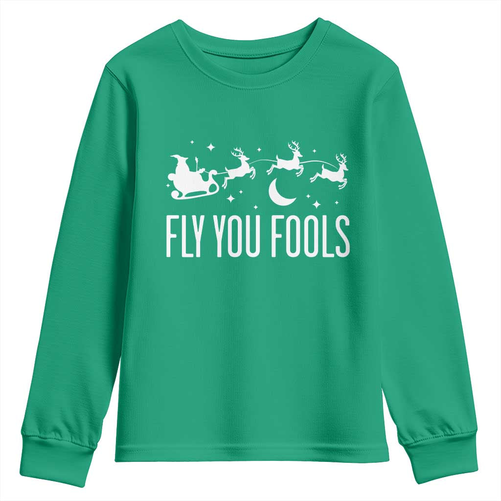 Funny Christmas Fly You Fools Youth Sweatshirt Fantasy Movie Fellowship Santa Sleigh Reindeer - Wonder Print Shop