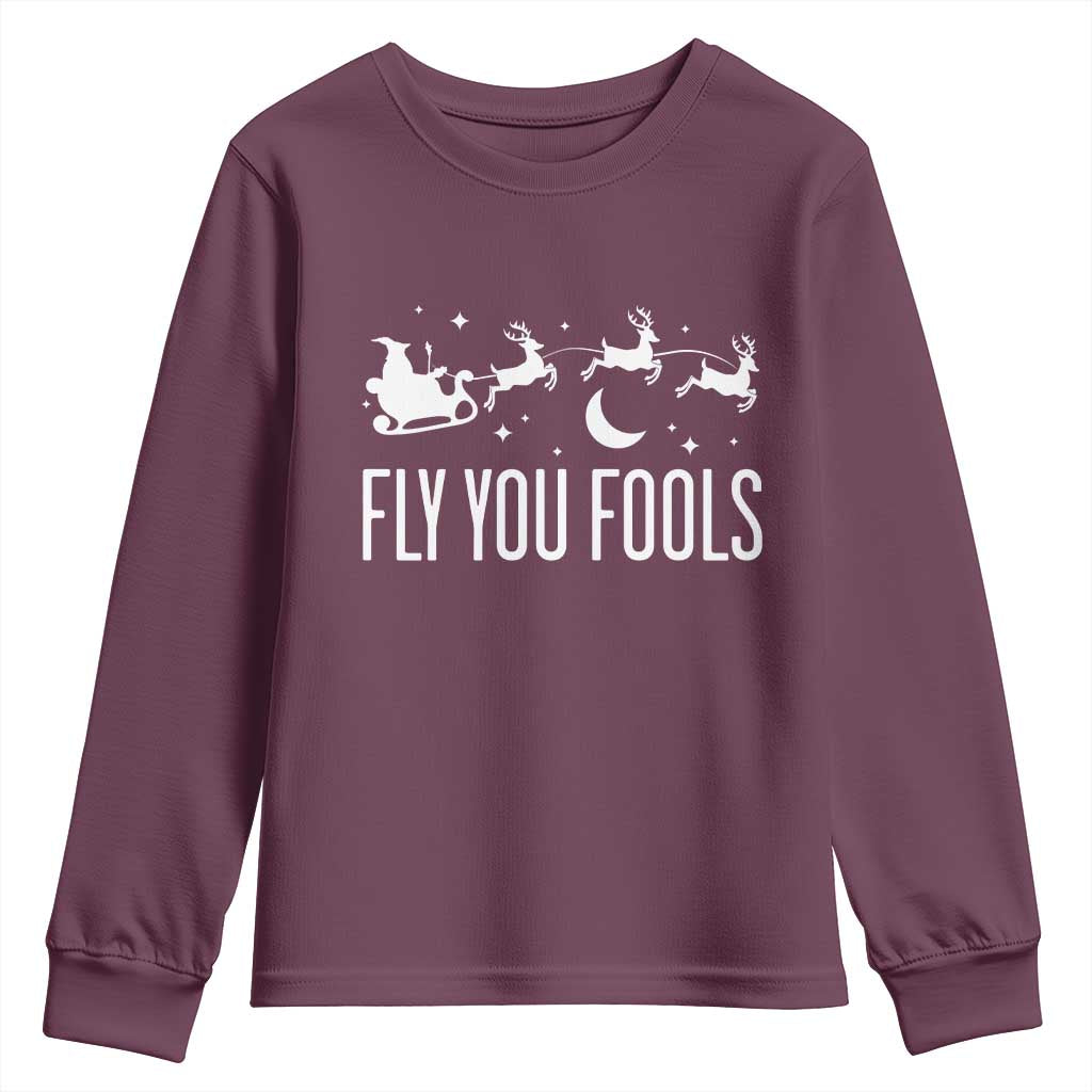 Funny Christmas Fly You Fools Youth Sweatshirt Fantasy Movie Fellowship Santa Sleigh Reindeer - Wonder Print Shop