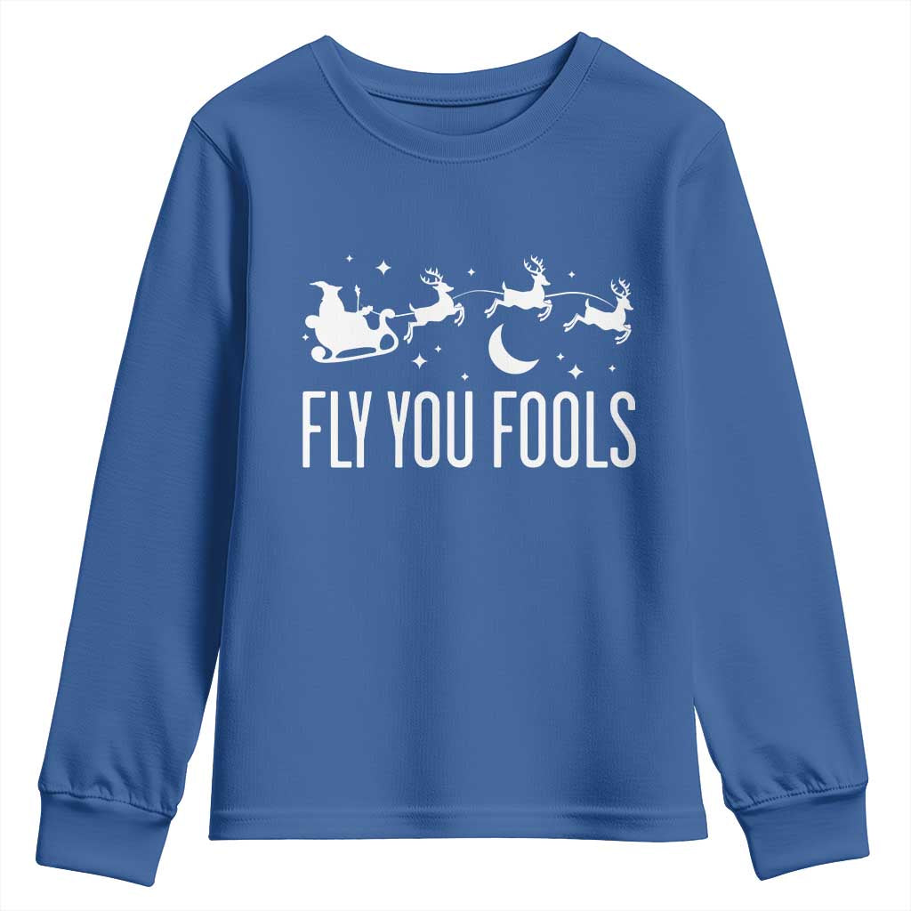 Funny Christmas Fly You Fools Youth Sweatshirt Fantasy Movie Fellowship Santa Sleigh Reindeer - Wonder Print Shop