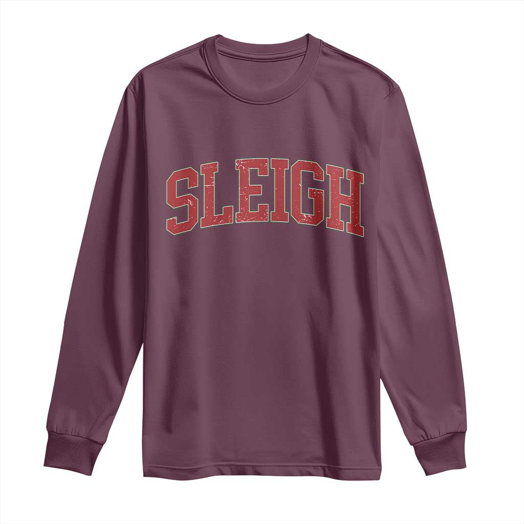 Sleigh Christmas Long Sleeve Shirt Funny Women Retro Merry Xmas Family Holiday - Wonder Print Shop