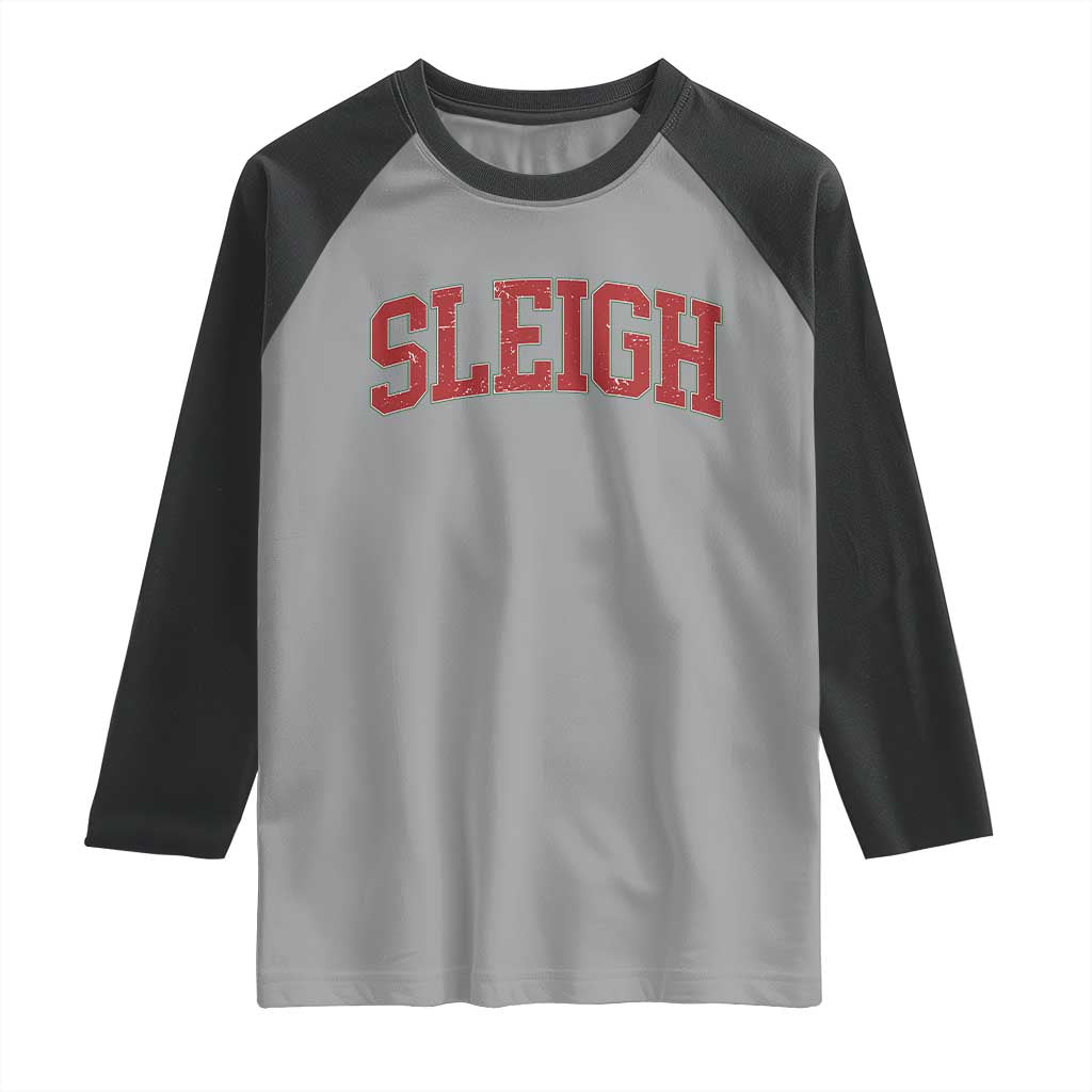 Sleigh Christmas Raglan Shirt Funny Women Retro Merry Xmas Family Holiday - Wonder Print Shop