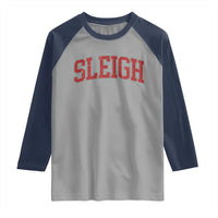 Sleigh Christmas Raglan Shirt Funny Women Retro Merry Xmas Family Holiday - Wonder Print Shop