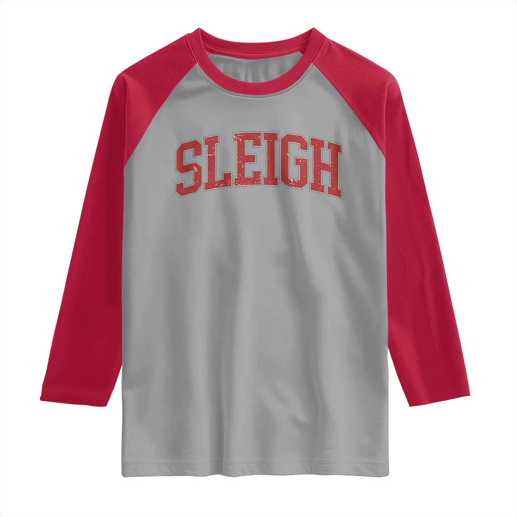 Sleigh Christmas Raglan Shirt Funny Women Retro Merry Xmas Family Holiday - Wonder Print Shop