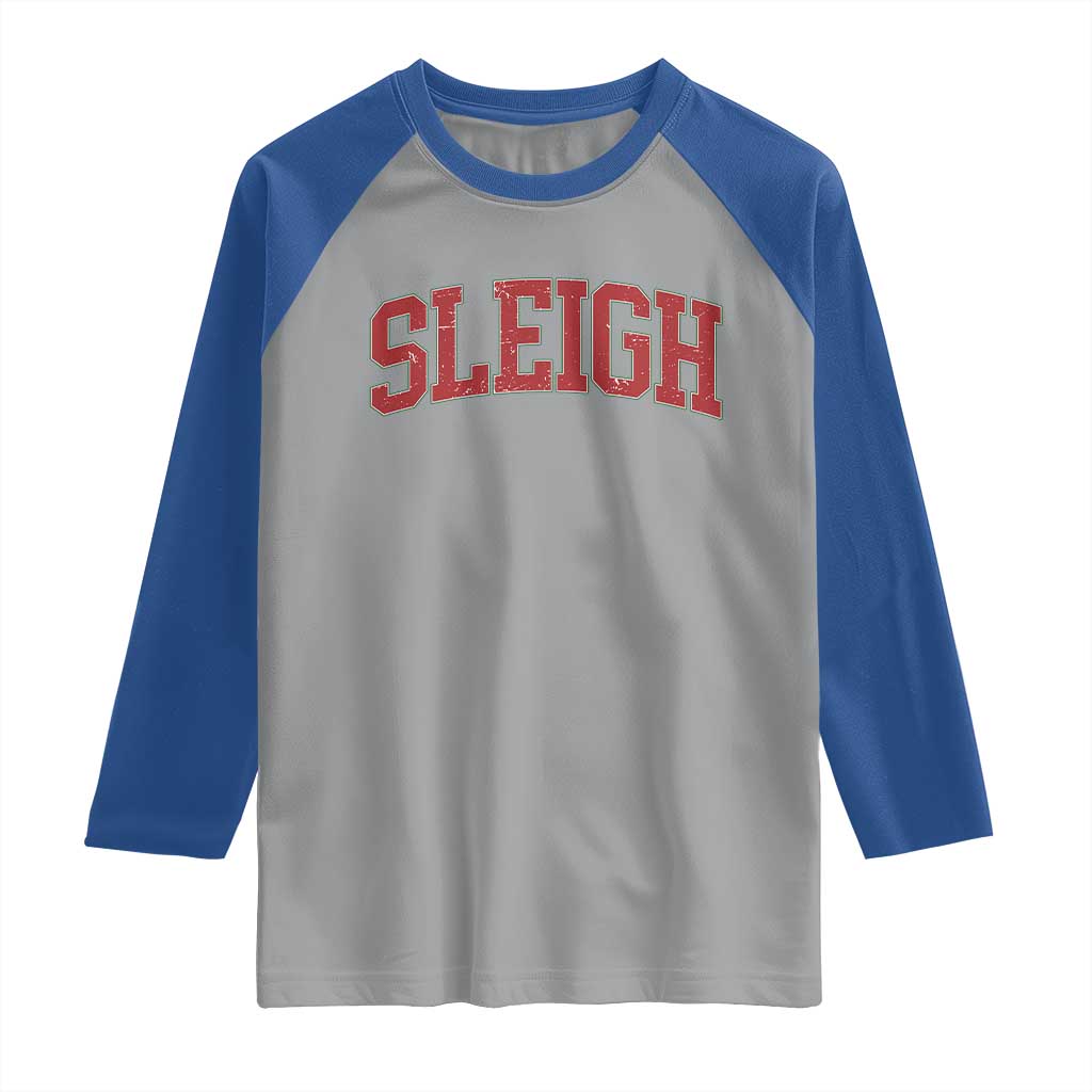 Sleigh Christmas Raglan Shirt Funny Women Retro Merry Xmas Family Holiday - Wonder Print Shop