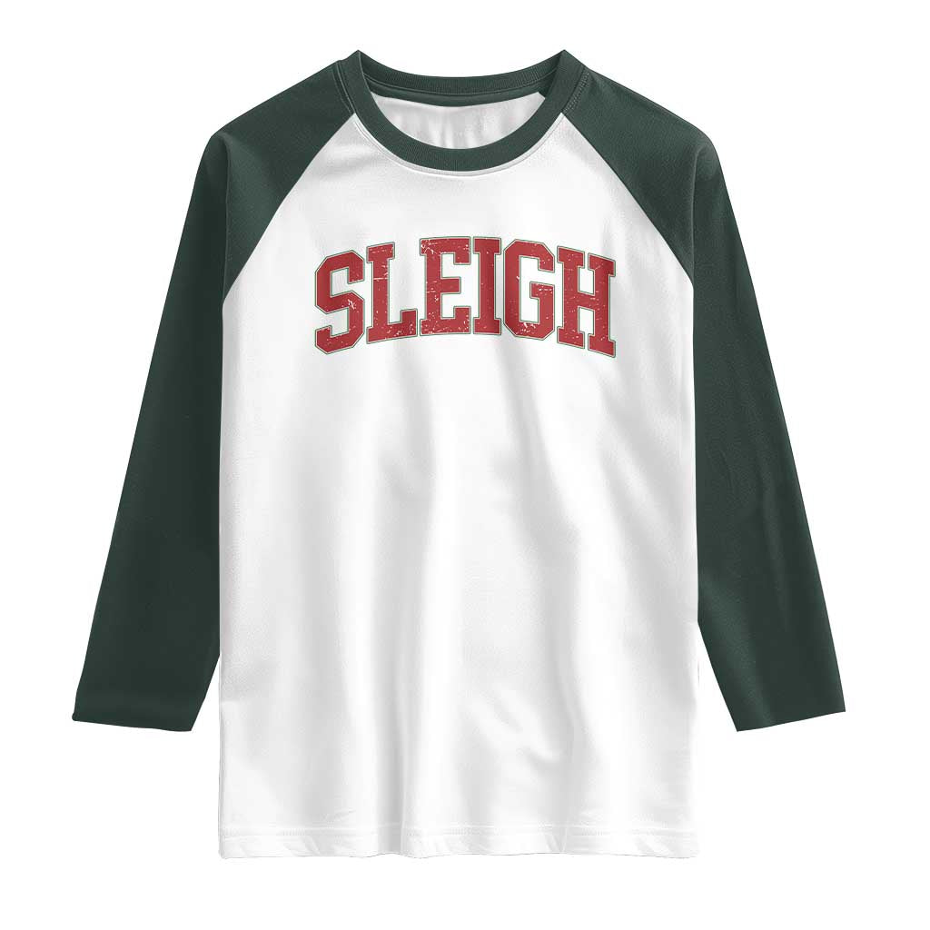 Sleigh Christmas Raglan Shirt Funny Women Retro Merry Xmas Family Holiday - Wonder Print Shop