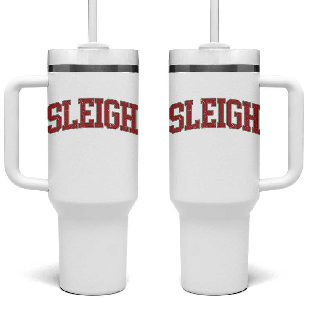 Sleigh Christmas Tumbler With Handle Funny Women Retro Merry Xmas Family Holiday - Wonder Print Shop