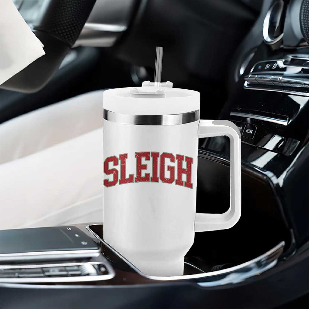 Sleigh Christmas Tumbler With Handle Funny Women Retro Merry Xmas Family Holiday - Wonder Print Shop