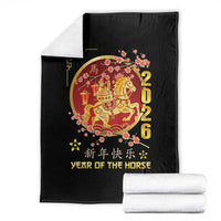 2026 Year of the Horse Lunar New Year Throw Blanket - Wonder Print Shop