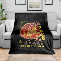 2026 Year of the Horse Lunar New Year Throw Blanket - Wonder Print Shop