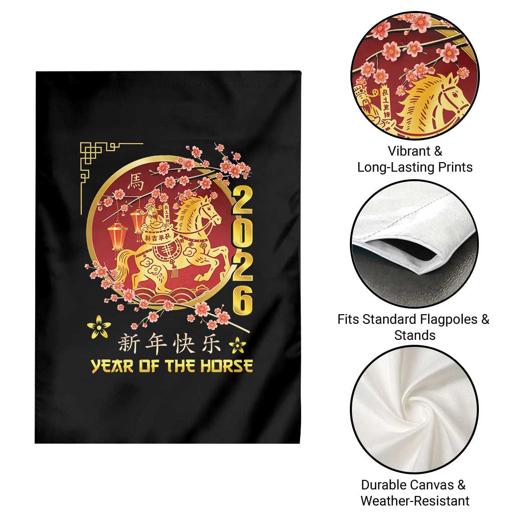 2026 Year of the Horse Lunar New Year Garden Flag - Wonder Print Shop