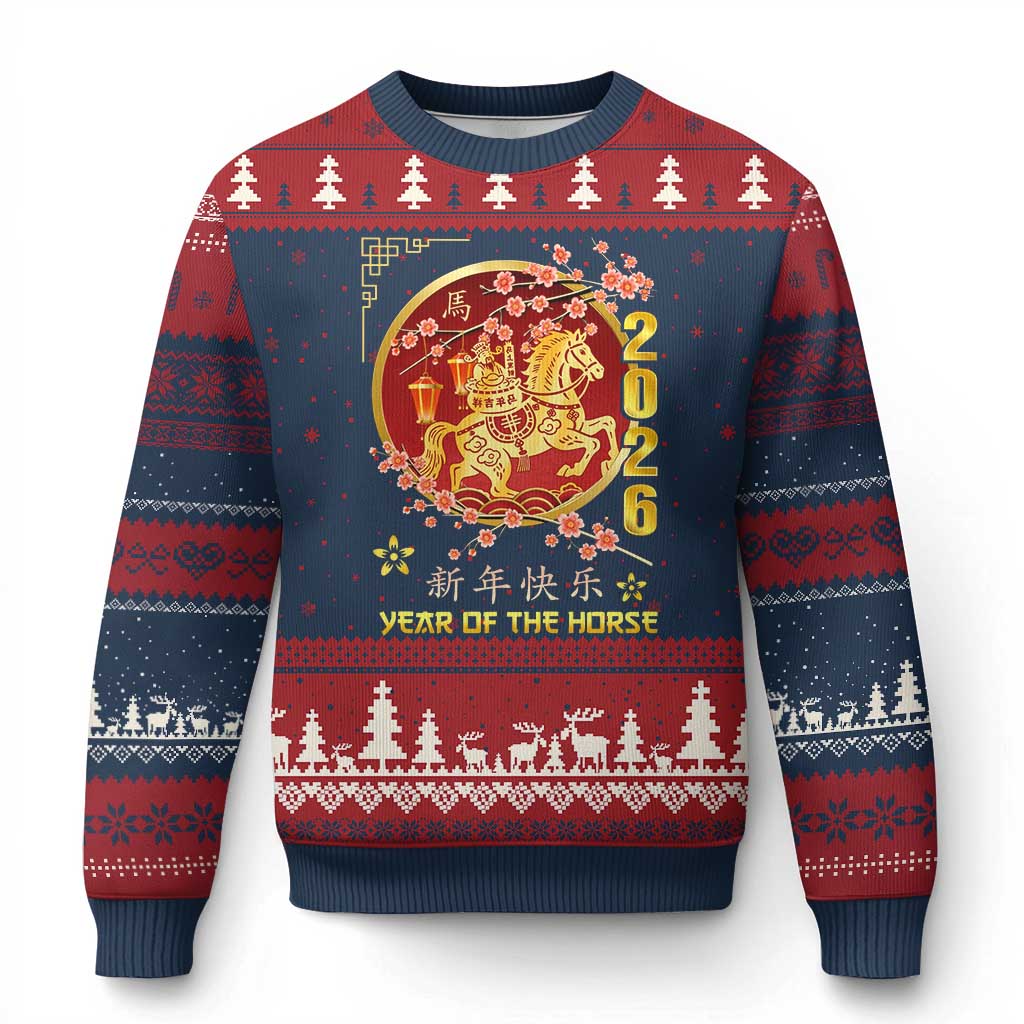 2026 Year of the Horse Lunar New Year Ugly Christmas Sweater - Wonder Print Shop