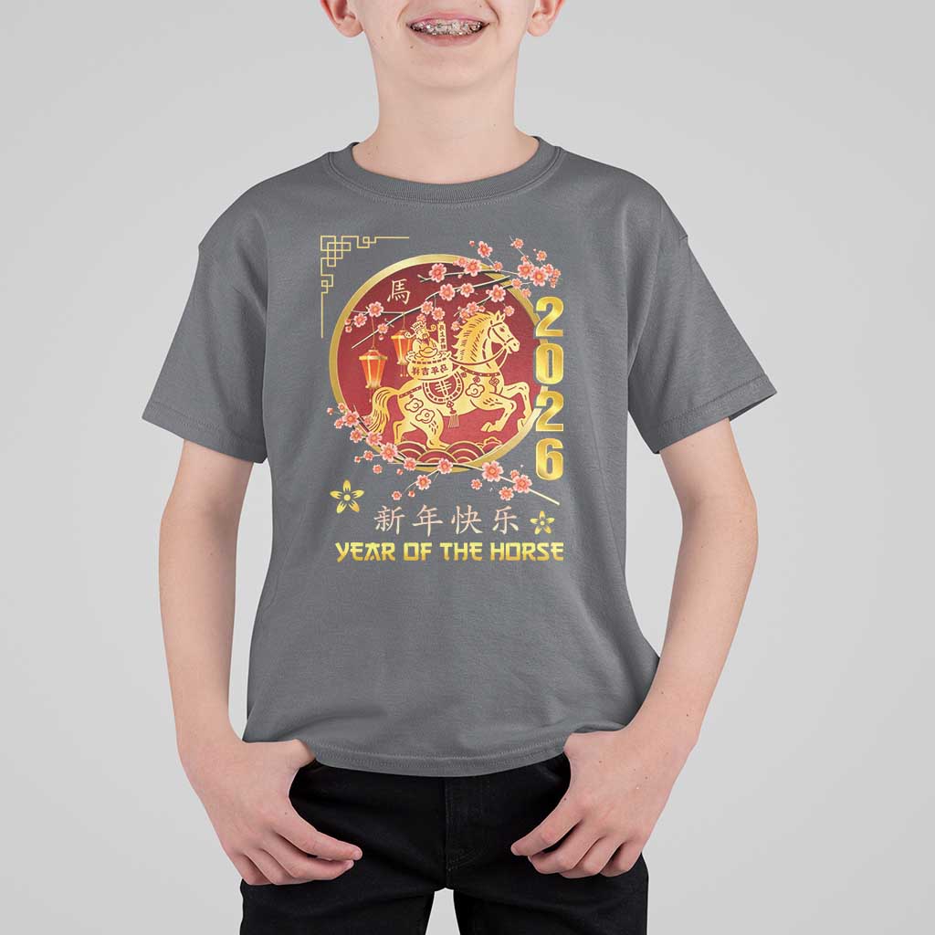 2026 Year of the Horse Lunar New Year T Shirt For Kid - Wonder Print Shop
